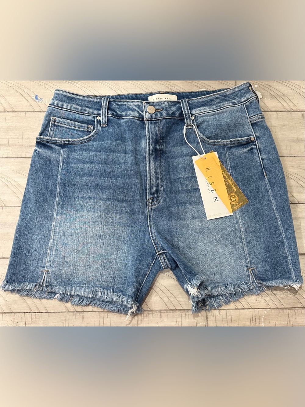 RISEN NWT Women's Frayed Hem Denim Shorts - Blue